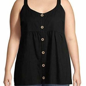 Terra & Sky Black Linen Babydoll Top